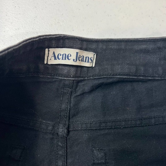 Acne Jeans Women High Rise‎ Straight Leg Denim Jeans Raw Hem Black 27 Core - Picture 11 of 13